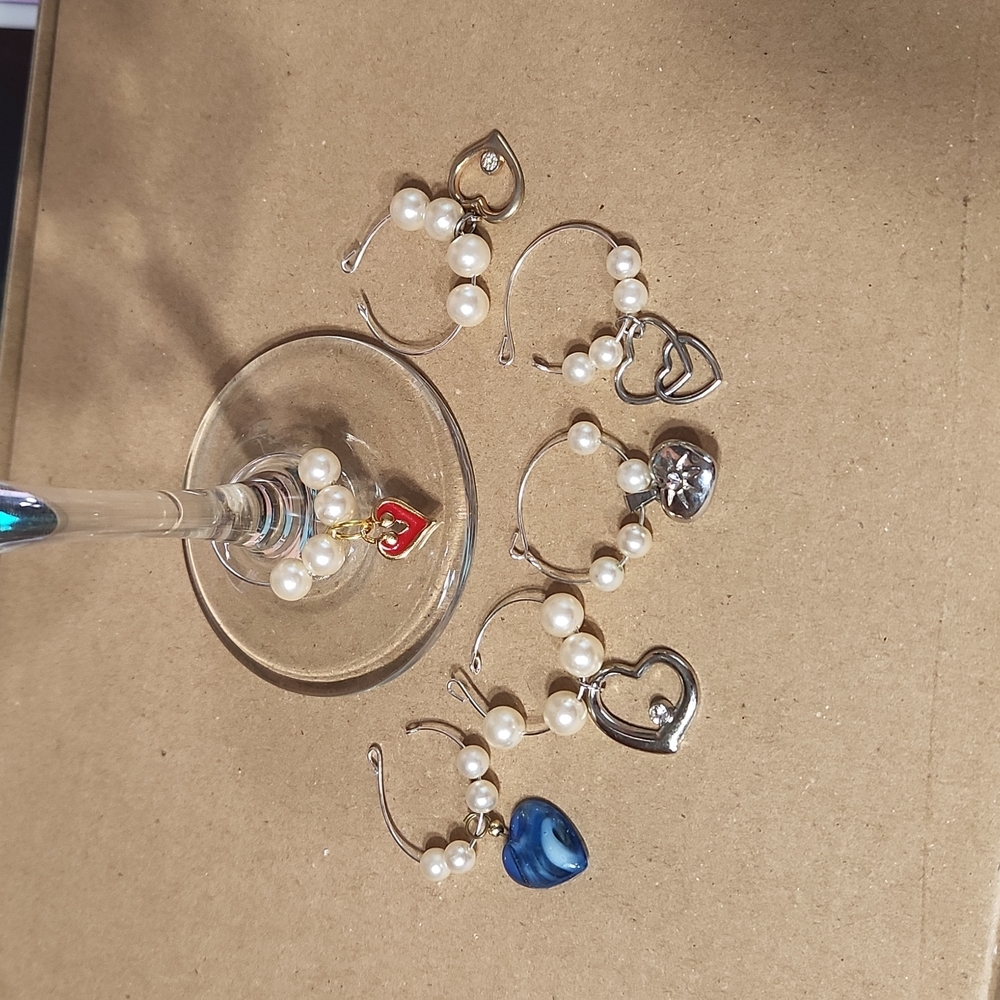 Heart Wine Charms Set of 6